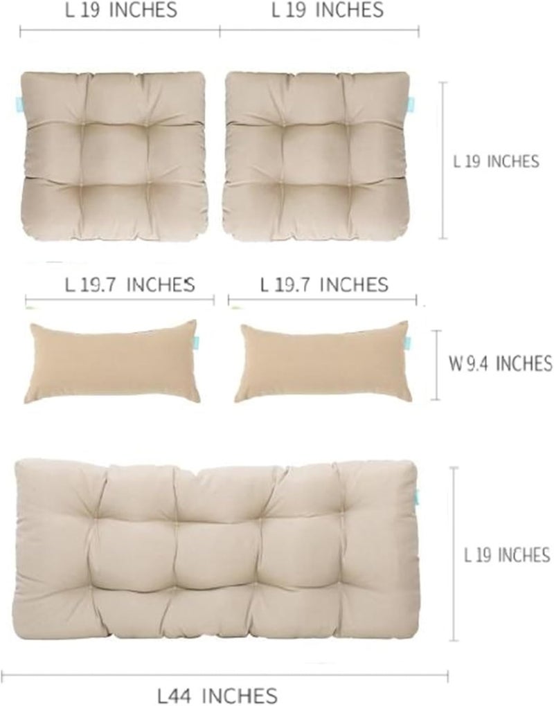 QILLOWAY Outdoor Patio Wicker Seat Cushions Group Loveseat/Two U-Shape/Two Lumbar Pillows for Patio Furniture,Wicker Loveseat,Bench,Porch,Settee of 5 (Beige/Sand/Camel) - Image 2