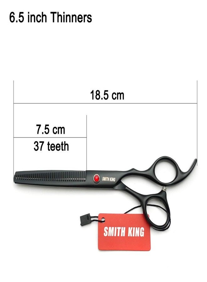 Smithking 7.0in Professional Pet Grooming Scissors set,Straight & Thinning & Curved scissors 4pcs set for Dog grooming (Matt Black) - Image 3