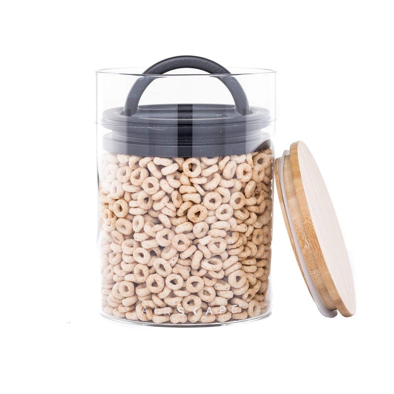 AirScape Glass Food Storage Canister - Glass Storage With Patented Airless Inner Lid & Bamboo Top Lid - Preserves Food Freshness (Medium 7-Inch) - Image 4