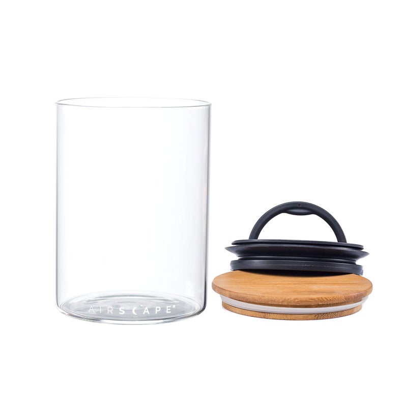 AirScape Glass Food Storage Canister - Glass Storage With Patented Airless Inner Lid & Bamboo Top Lid - Preserves Food Freshness (Medium 7-Inch) - Image 3