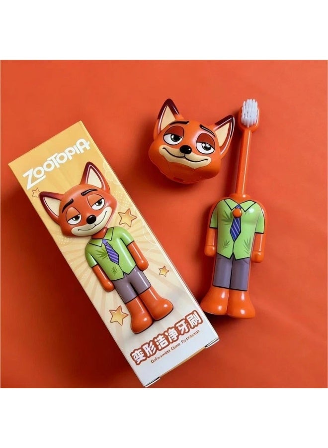 Disney nick Zootopia Baby Toothbrush with Nick & Judy Character Design, Soft Bristles Kids Toothbrush, Transformable Cartoon Toothbrush for Boys & Girls - Image 1