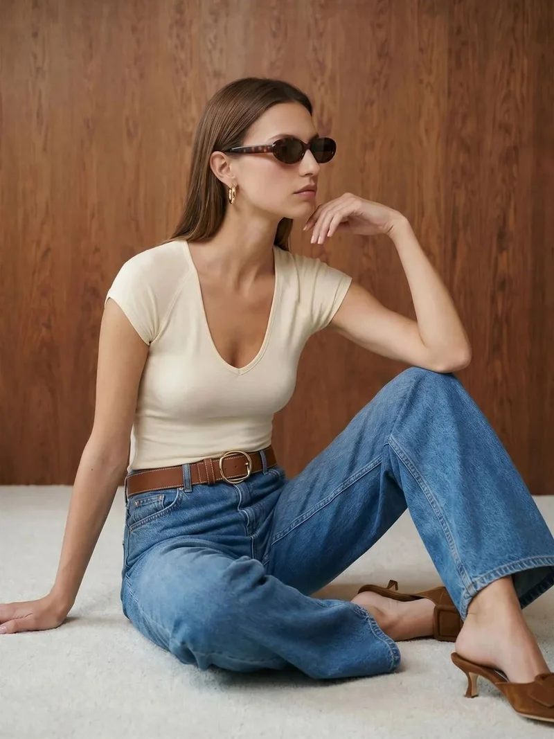 ديلفين Dilvin Slim Fit Crop Jersey Top