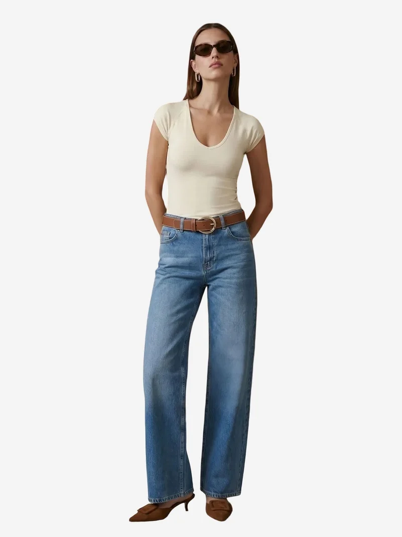 ديلفين DILVIN Slim Fit Crop Jersey Top
