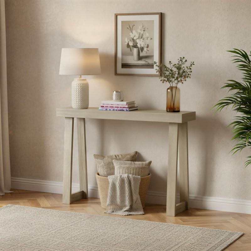 Plank+Beam Classic 36 Inch Console Table, Solid Pine Wood Entryway Table, Narrow Sofa Table for Hallway or Living Room, Seashell - Image 1