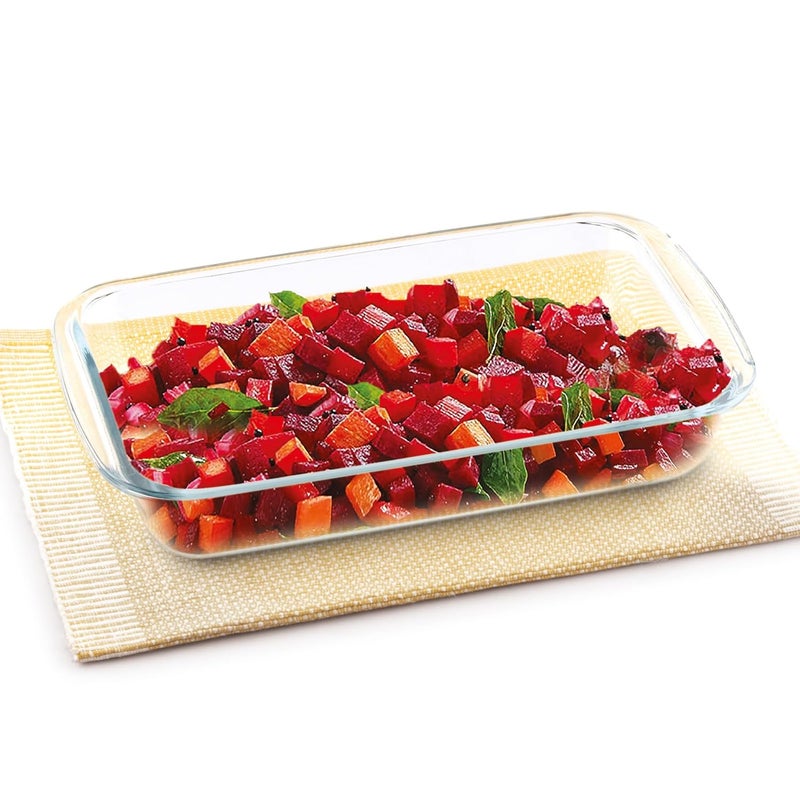 ATTRO Glassox Borosilicate Rectangle Glass Baking Dish Micorwave Oven Safe Freezer Safe Baking Tray Serving Dish Bakeware- 1600ml - Image 1