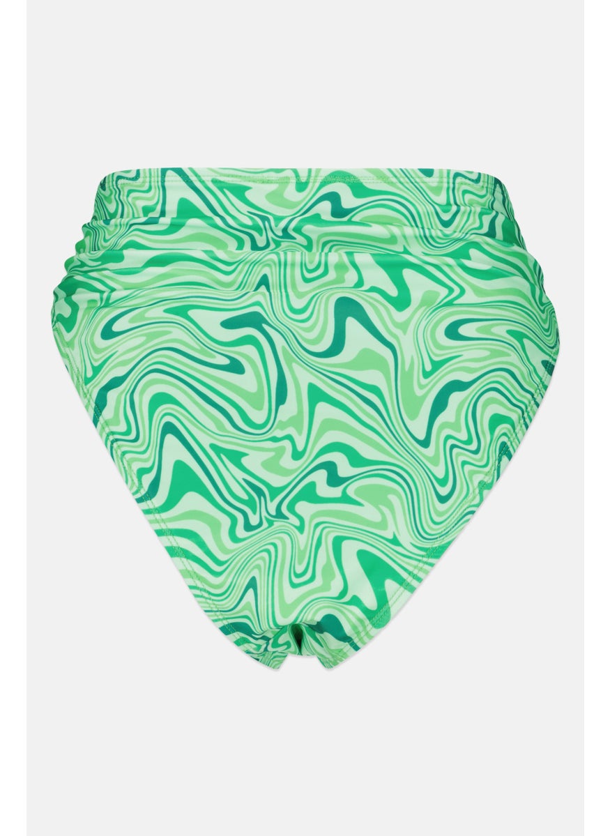BRAVE SOUL Women Abstract Print Bikini Bottom, Green  - Image 2