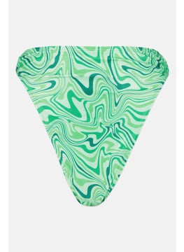 Women Abstract Print Bikini Bottom, Green
