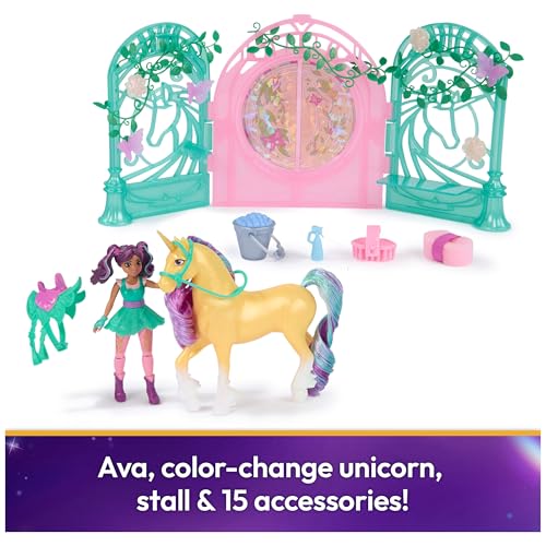 Unicorn Academy, Ava Doll & Color-Change Leaf Stall Playset with 15 Accessories, Dolls & Unicorn Toys, Gifts & Stocking Stuffers for Girls Ages 4 and up - Image 2