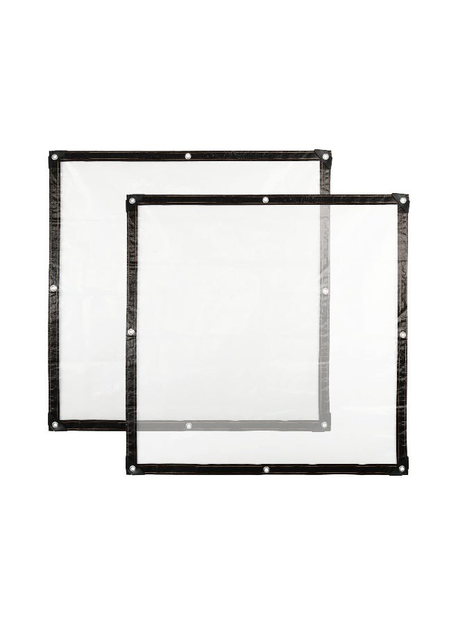 غلاف شفاف 2-pack، 39x39 بوصة قماش مشمع قوي مقاوم للماء مع حلقات، غطاء متعدد الاستخدامات للحدائق، التخييم، السفر، حماية من الأشعة فوق البنفسجية للبيوت الزجاجية والفناءات.  - Image 1