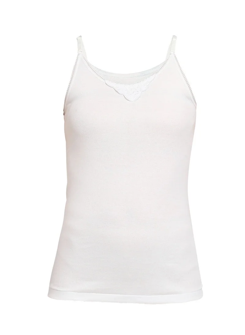 BYC GIRLS ADJUSTABLE STRAP COTTON CAMISOLE - WHITE