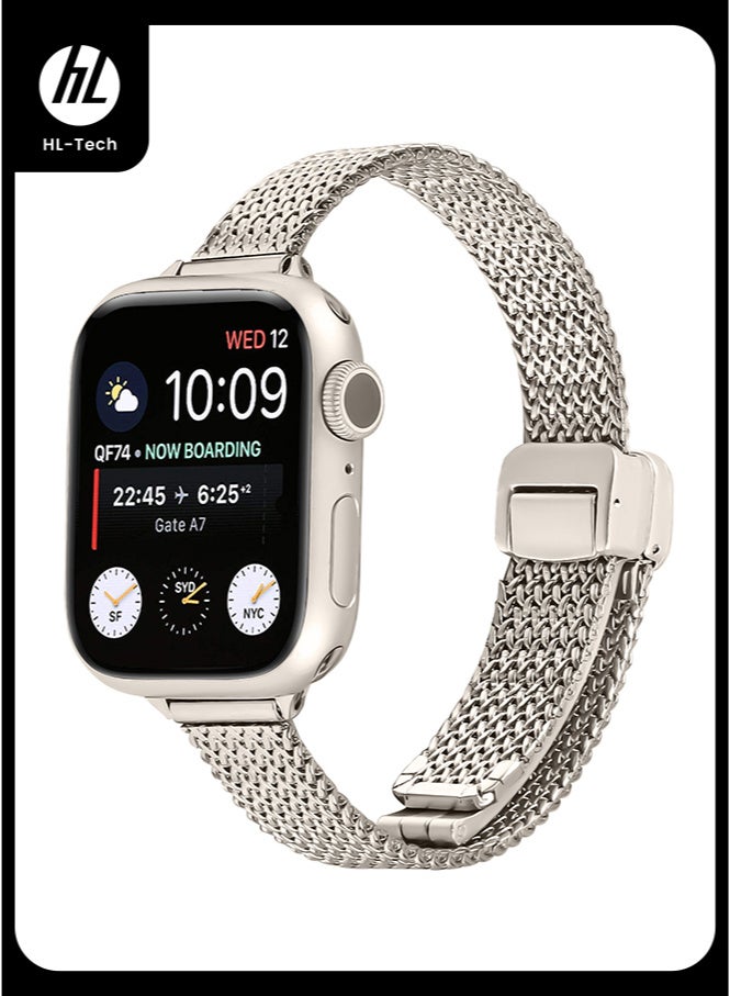 HL-Tech Compatible with Apple Watch Band for women 38mm 40mm 41mm, Stainless Steel Magnetic Mesh Strap work on iWatch Series9/ 8/ 7/ 6/ 5/ 4/ 3/ 2/ 1 - Image 1