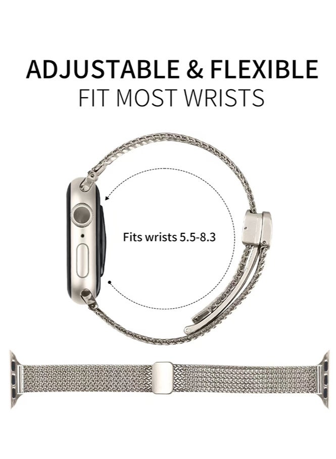 HL-Tech Compatible with Apple Watch Band for women 38mm 40mm 41mm, Stainless Steel Magnetic Mesh Strap work on iWatch Series9/ 8/ 7/ 6/ 5/ 4/ 3/ 2/ 1 - Image 4
