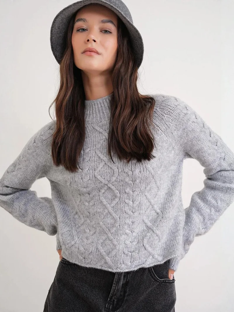 MixRay Mixray Thick Ribbed Half Turtleneck Knit Sweater