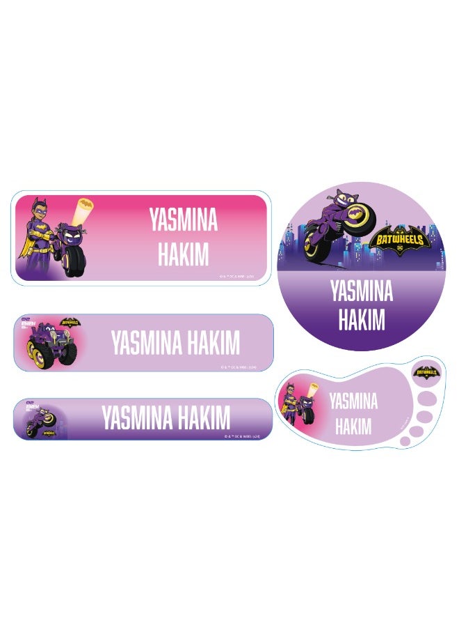 Essmak Batman Personalized Waterproof Name Labels for Kids – Set of 74 Custom Stickers for School Supplies, Lunch Boxes, Clothes and Toys  - Image 1
