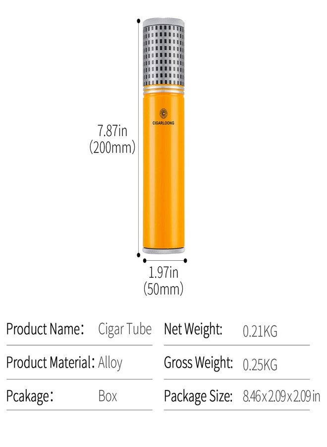 hancigar Cigar Travel Humidor for 3 to 4 Cigars Stainless Steel Portable Travel Cigar Tube Built in Hygrometer & Humidifier, Yellow，Gifts for Men - Image 4
