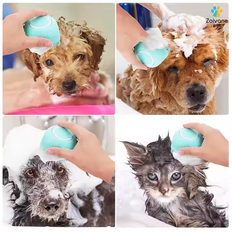 Riviox Soft Silicone Dog Grooming Brush with Self-Cleaning Mechanism for Long & Short Hair Pets - Bath & Shedding Tool(pack of 2) Color May Vary - Image 5