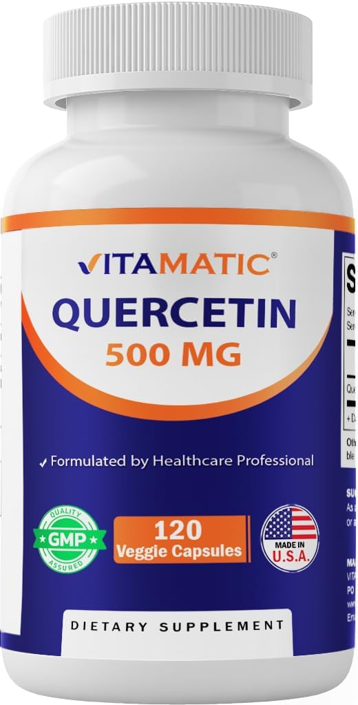 Vitamatic Quercetin 500 mg 120 Vegetarian Capsules NonGMO Gluten Free Vegan  Supports Cardiovascular Health - Image 1