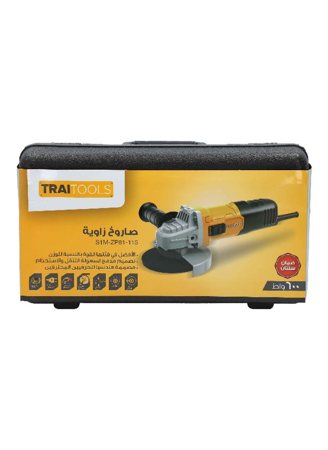 TRAITOOLS Small Barrel Corded International Angle Grinder Machine Yellow and Black 115 mm S1M-ZP81-115  - Image 3
