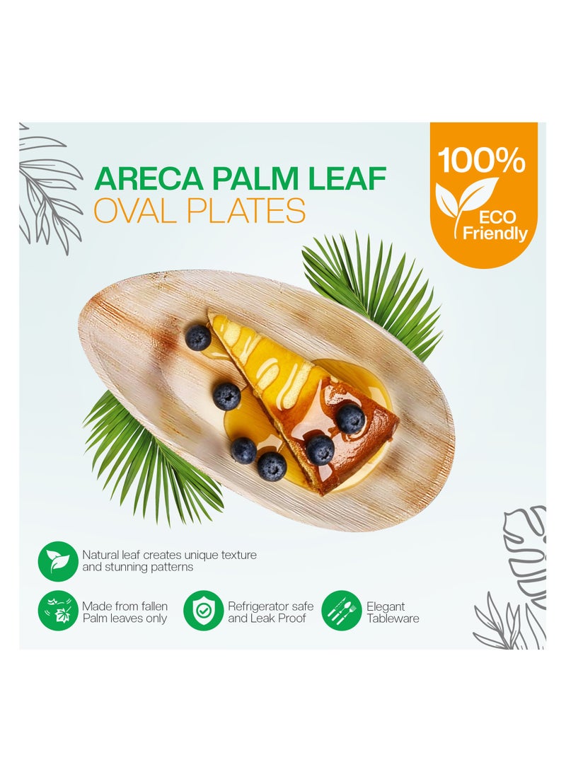 EcoEdge 10 Inch Oval Areca Palm Leaf Disposable Plates (Pack of 10) | Eco Friendly, Chemical Free, Natural, Organic, Biodegradable, Compostable | Mess-free, Rustic Texture | 100% Plant Based - Image 3