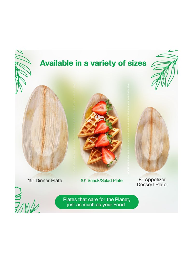 EcoEdge 10 Inch Oval Areca Palm Leaf Disposable Plates (Pack of 10) | Eco Friendly, Chemical Free, Natural, Organic, Biodegradable, Compostable | Mess-free, Rustic Texture | 100% Plant Based - Image 5