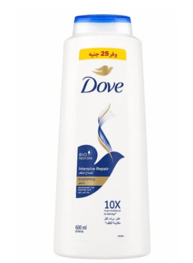 شامبو مغذٍّ للإصلاح المكثف من Dove، مصمم خصيصاً لتغذية الشعر التالف ومنحه مقاومة أكبر للتلف بعشرة أضعاف