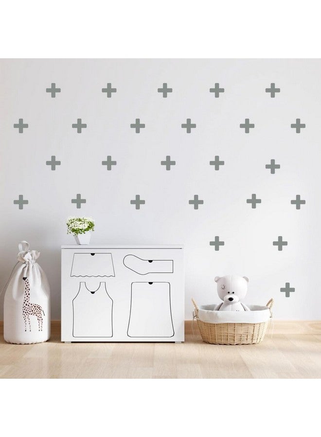 BugyBagy 125 Pcs/Swiss Cross Black Plus Sign Wall Decals 2 Inch- Removable Wall Decals for Kids Room Decoration + Vinyl Decor by Bugybagy (Matte Black) (Dark Grey) - Image 1