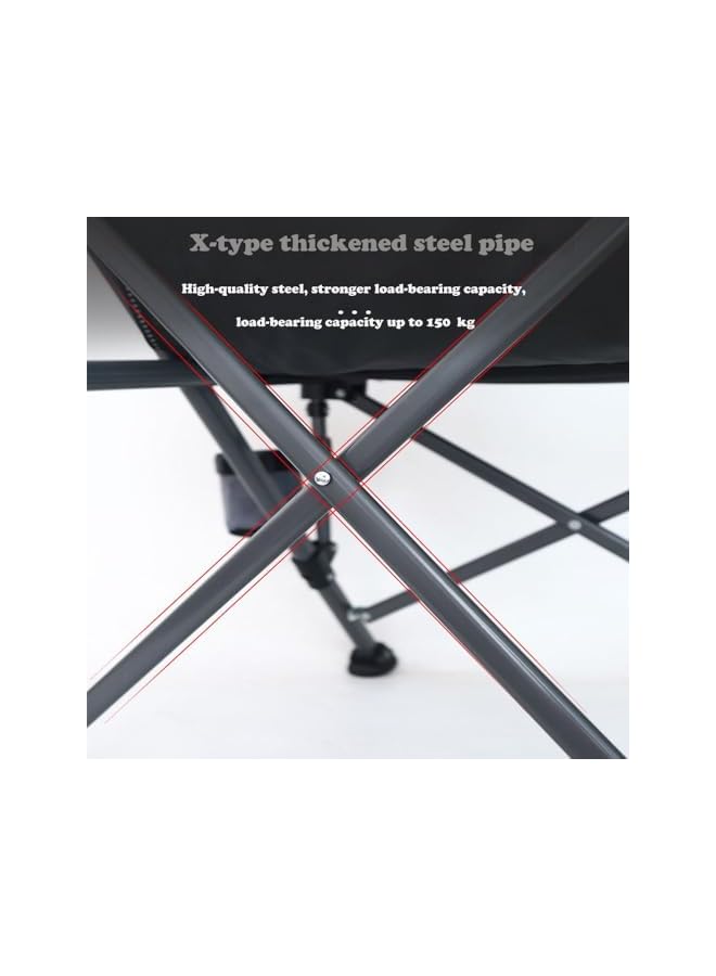 PROMASS كرسي قابل للطي محمول، كرسي تخييم خارجي، يدعم 150 كجم، مع حقيبة تخزين جانبية وحامل أكواب، مناسب للسفر إلى الشاطئ، التخييم، الشواء الخارجي، الحديقة، النزهات - Image 4