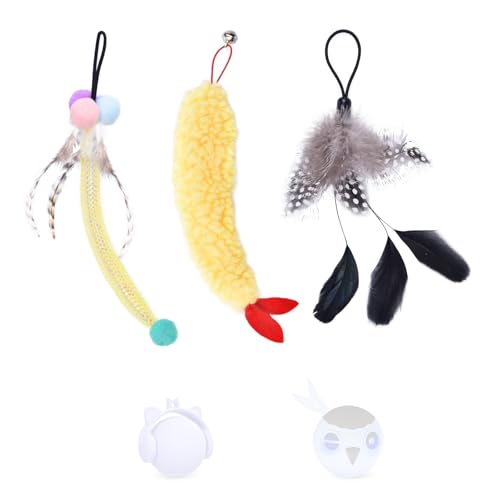 ORSDA 3 PCS Replacement Refills Feather Tail Elastic Net Tail Plush Shrimps for Automatic Kitten Toys only Suitable T93T96 Cat Ball Toy - Image 1