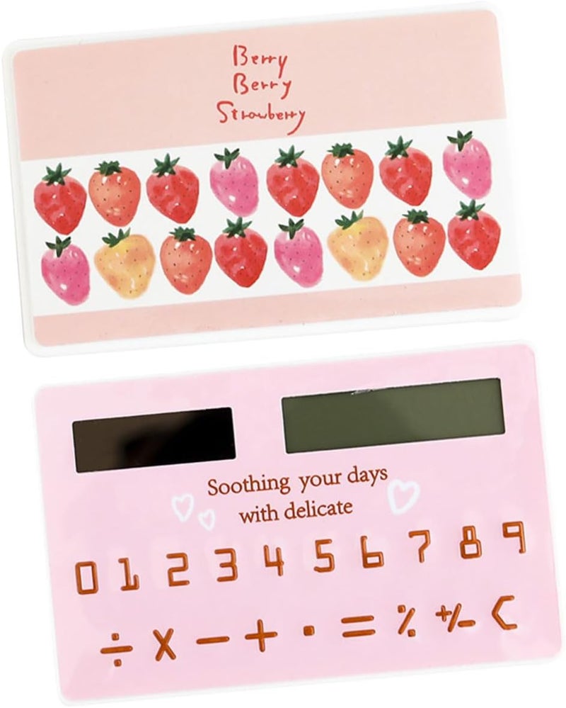 2Pcs Solar Energy Mini Pocket Calculators Ultra-Thin Card-Design Essential Calculators for Students Office Stationery Supplies Random Design - Image 1