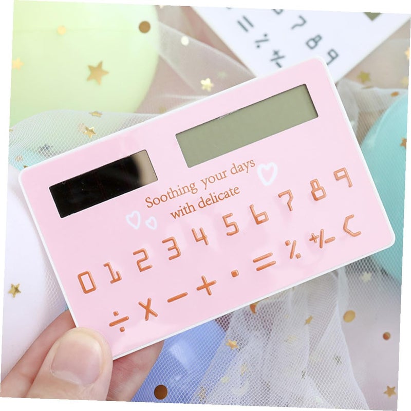 2Pcs Solar Energy Mini Pocket Calculators Ultra-Thin Card-Design Essential Calculators for Students Office Stationery Supplies Random Design - Image 4