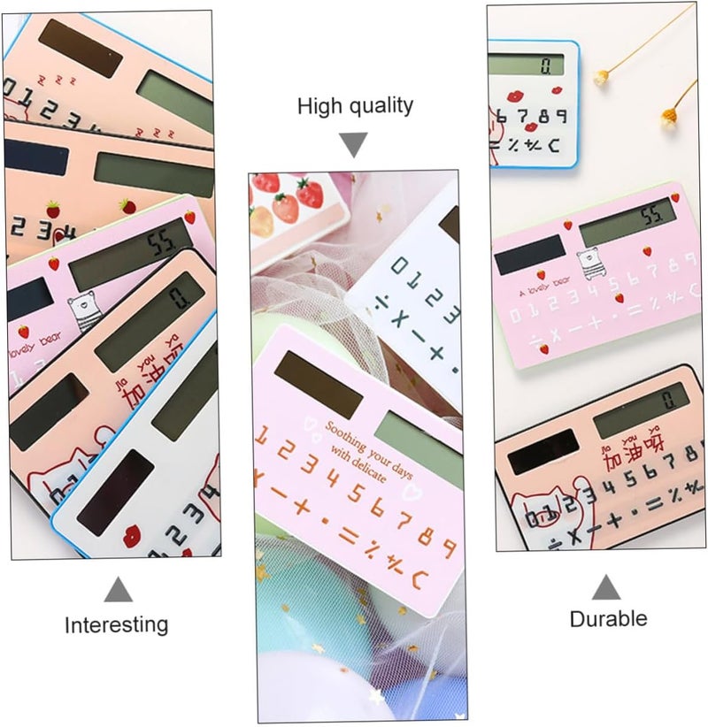 2Pcs Solar Energy Mini Pocket Calculators Ultra-Thin Card-Design Essential Calculators for Students Office Stationery Supplies Random Design - Image 5