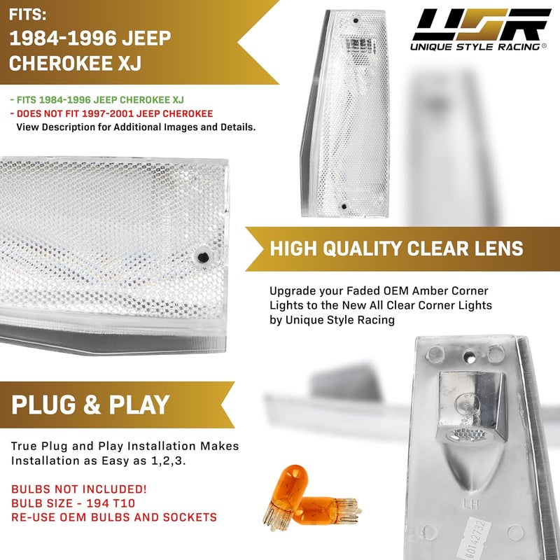 USR UNIQUE STYLE RACING أضواء الزاوية الرياضية ذات الطراز الفريد من USR لجيب شيروكي XJ - Image 3
