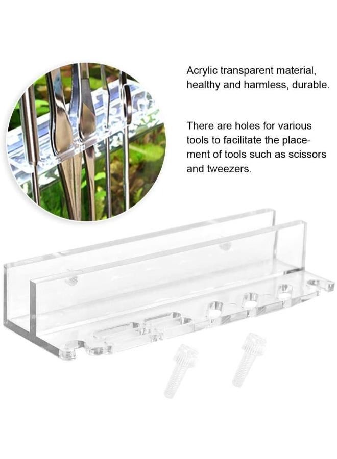 B & K الاكريليك النباتات المائية العشب صيانة أداة حامل حوض السمك الرف المنظم خزان الأسماك الملقط مقص تخزين الرف - Image 5