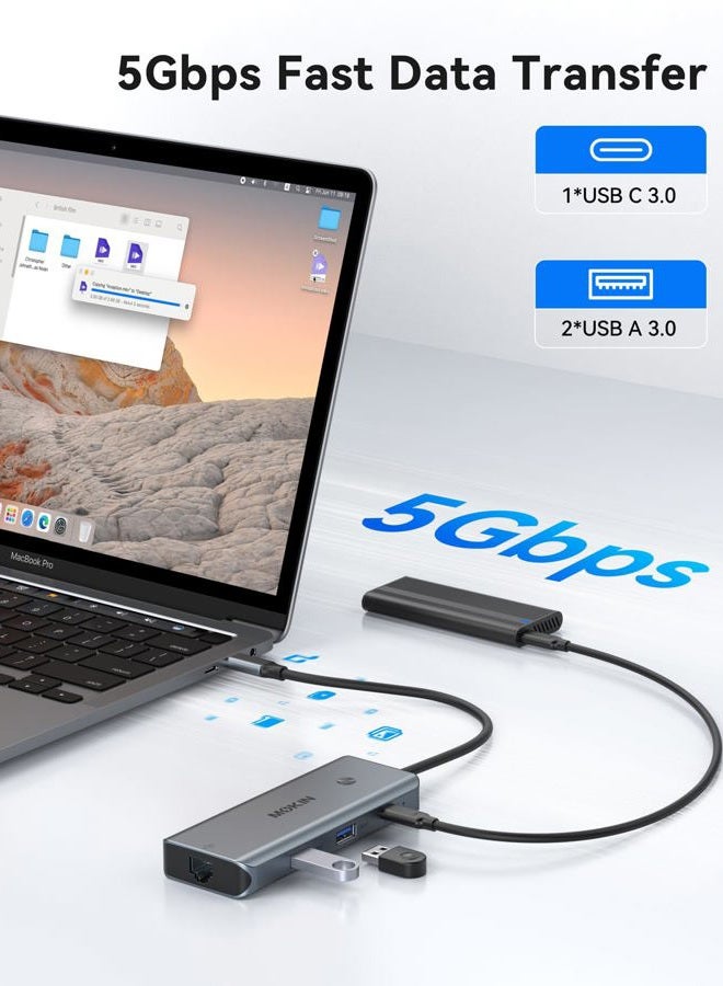 Mokin USB C Adapters for MacBook Pro/Air,Mac Dongle with 3 USB Port,USB C to HDMI, USB C to RJ45 Ethernet,MOKiN 8 in 1 USB C to HDMI Adapter,100W PD Charging, USB C to SD/TF Card Reader USB C Hub - Image 4