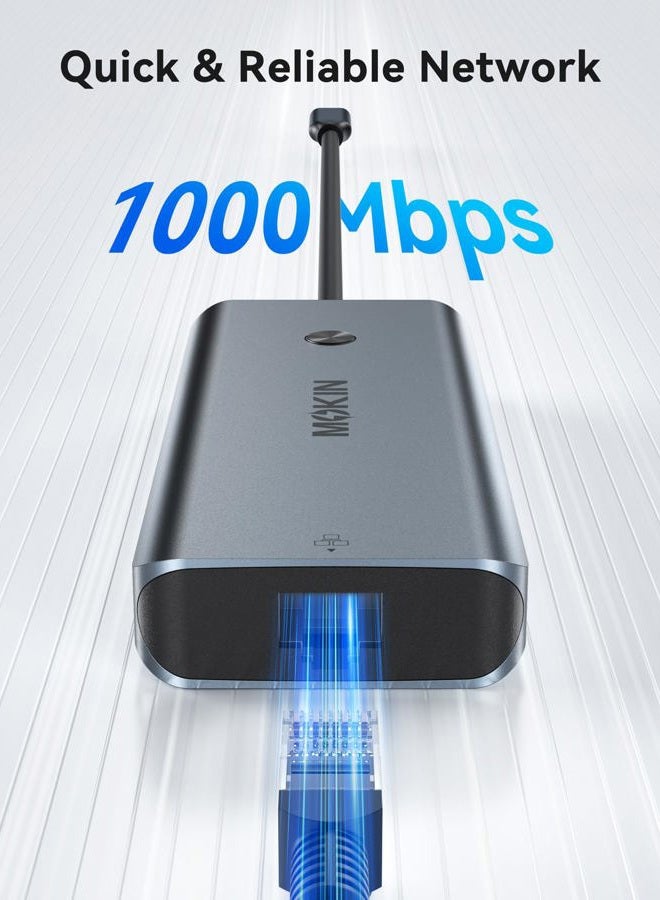 Mokin USB C Adapters for MacBook Pro/Air,Mac Dongle with 3 USB Port,USB C to HDMI, USB C to RJ45 Ethernet,MOKiN 8 in 1 USB C to HDMI Adapter,100W PD Charging, USB C to SD/TF Card Reader USB C Hub - Image 5