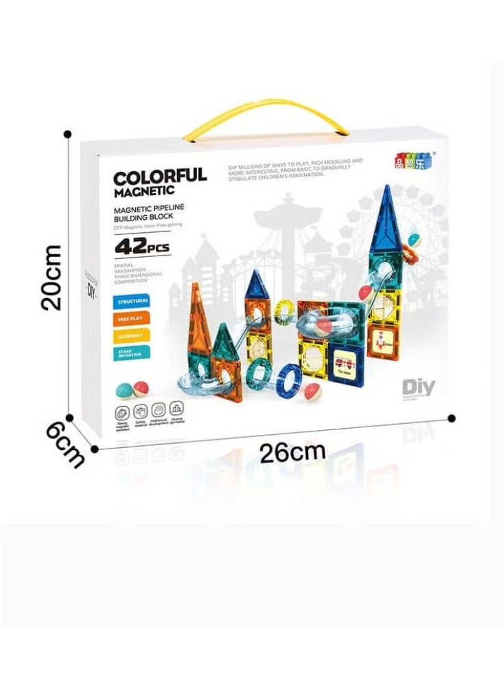 دريمزون 42 قطعة 3D كتل البناء المغناطيسي العصي رود مجموعة اللعب 3 + سنوات Durale وقوي 3+ سنوات - Image 2