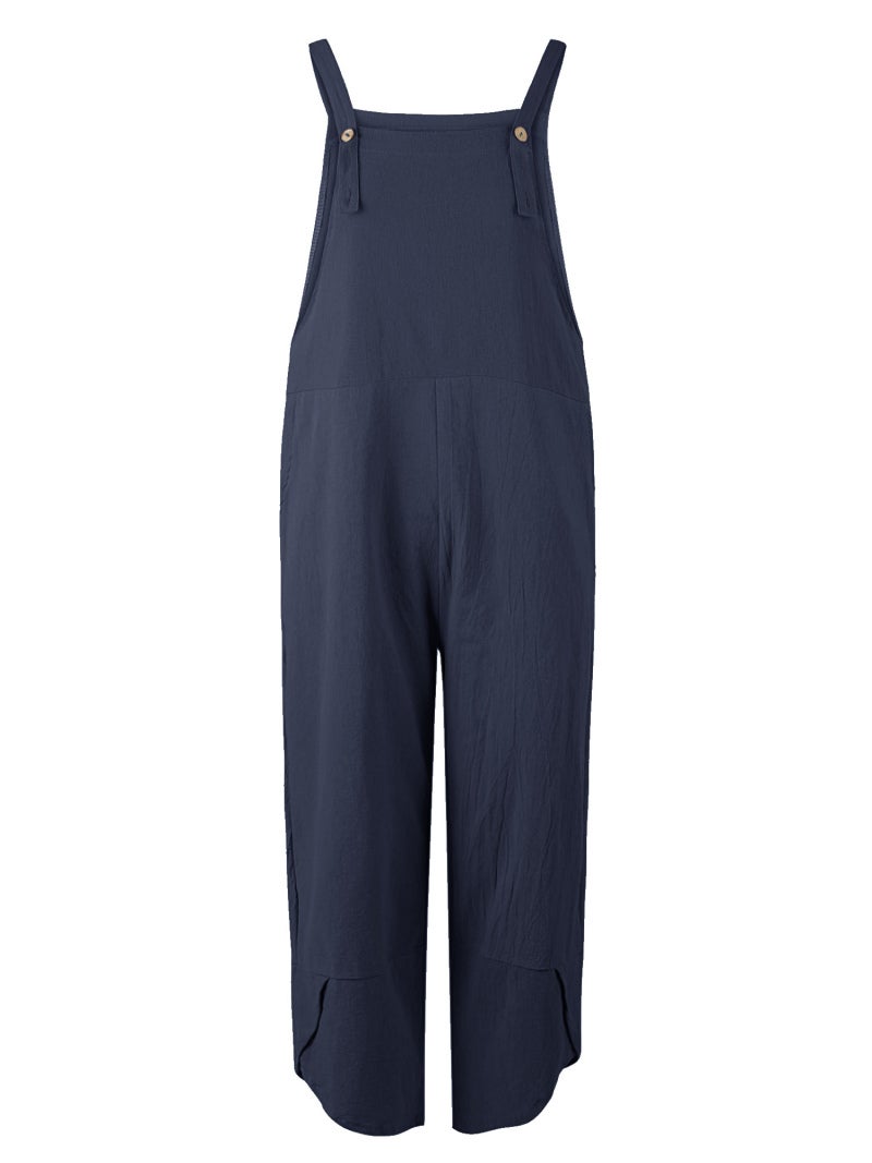 Women Jumpsuit with Pockets Sleeveless Wide Legs Plus Size Overalls - Image 4