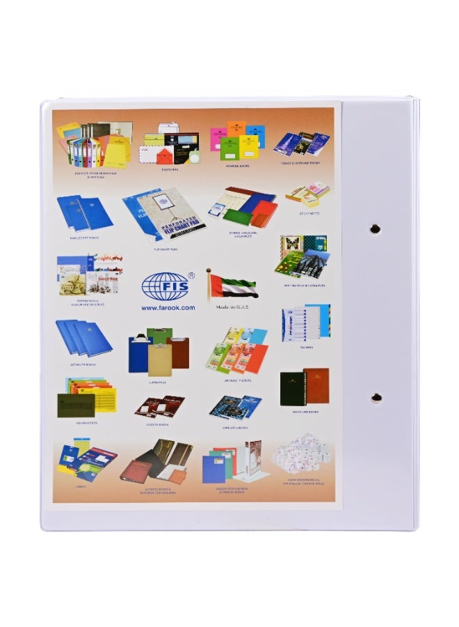 FIS Presentation Binder A4 Size(210x297mm) Documents, 2[D] Ring Type, 20mm Ring Size, 1.50 Inches Spine Size with Clear PVC Pocket for Your Label Design, Box of 10 Pieces, White Color-FSBD220DPB10 - Image 5