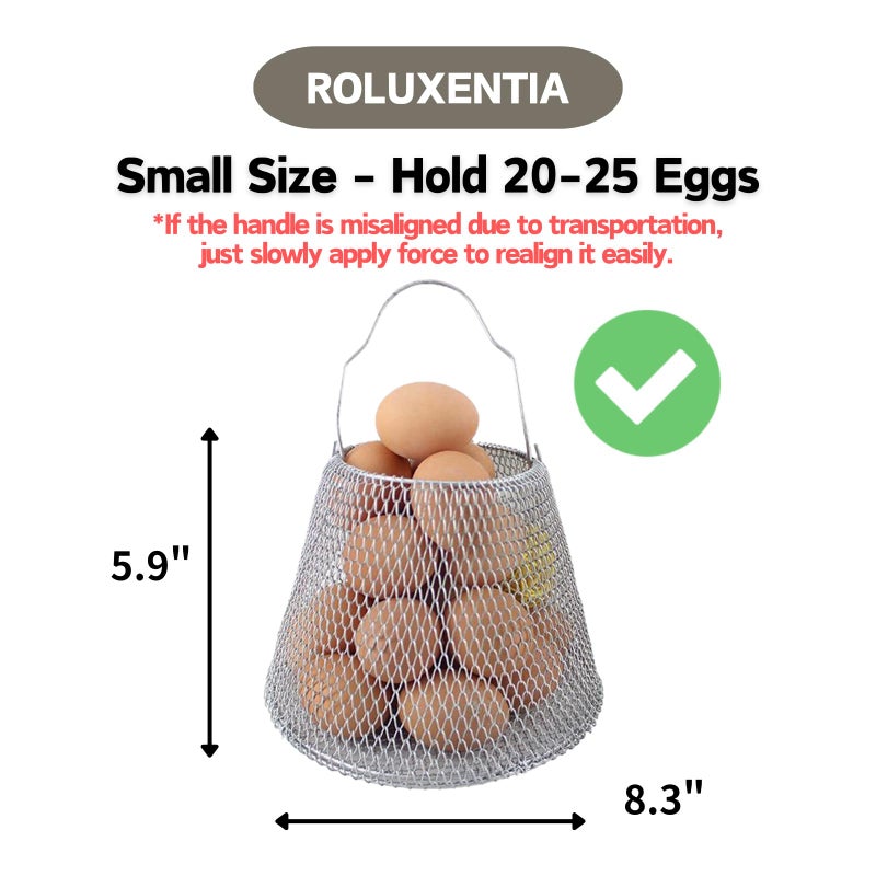 ROLUXENTIA Collapsible Round Egg Basket - Metal Wire Storage with Handles, Perfect for Hanging & Family Farm Gathering - Golden Basket for Chicken Farm, Holds 20-25 eggs - Image 3