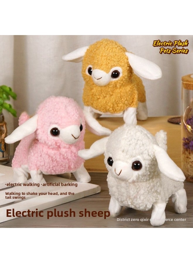 Children's Simulation Pet Plush Toy Electric Sheep Toy Head Can Move Can Call Can Walk Without Losing Hair For Boys And Girls-Color:Sheep [Powder]]-Specifications:opp Bag  - Image 2