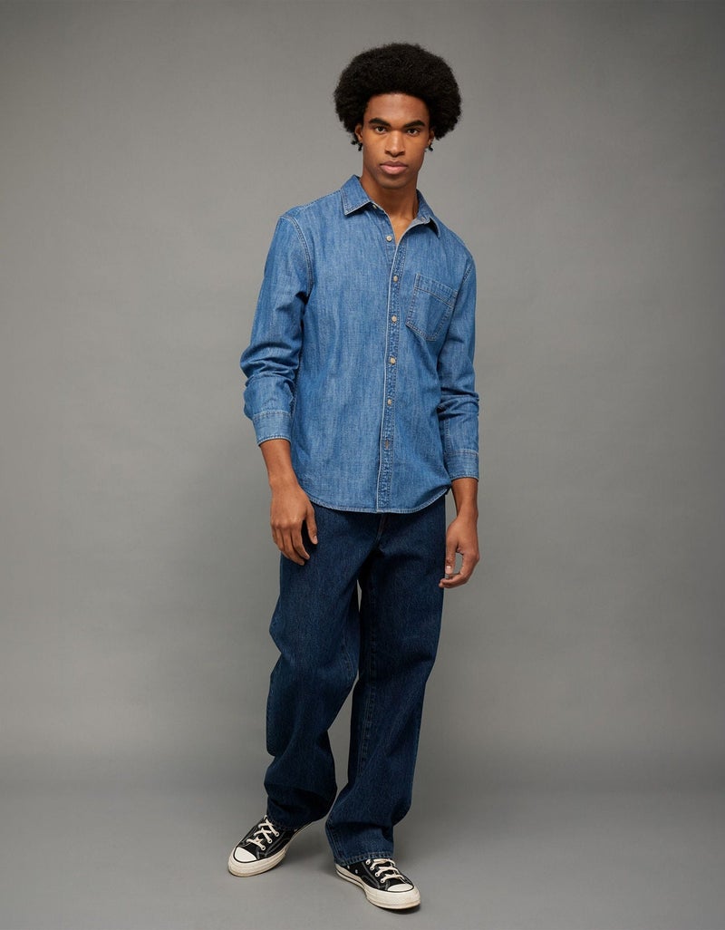 American Eagle AE Everyday Denim Button-Up Shirt - Image 3