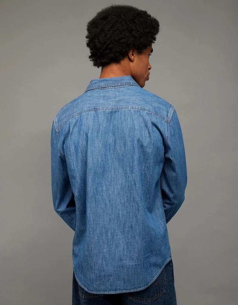 American Eagle  AE Everyday Denim Button-Up Shirt for Men | Best Price UAE