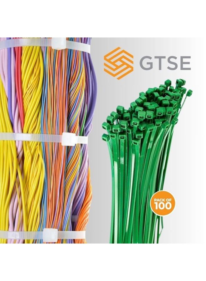 GTSE 8 Inch Green Zip Ties, 100 Pack, 18lb Strength, UV Resistant Strong Nylon Cable Ties, Self-Locking 8" Tie Wraps - Image 4