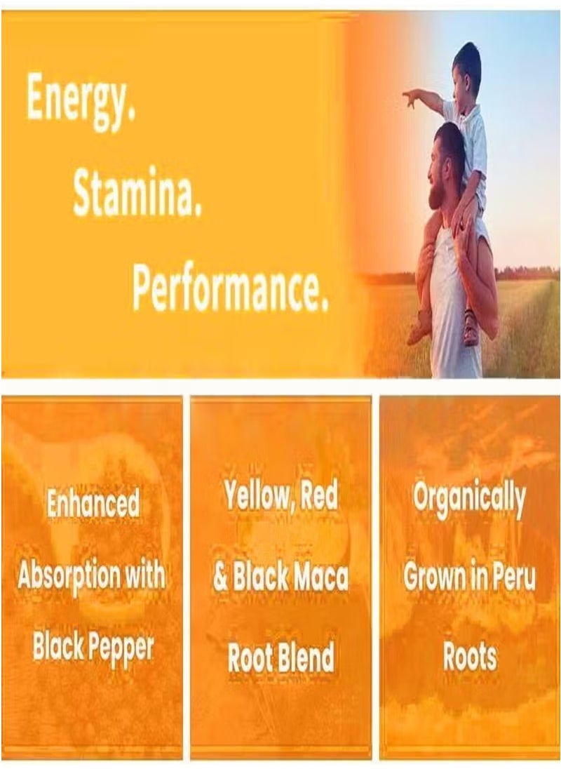 LINE ONE Organic Maca Root Powder Capsules 1500 mg with Black + Red + Yellow Peruvian Maca Root Extract Supplement for Men and Women - Vegan Pills  - Image 3