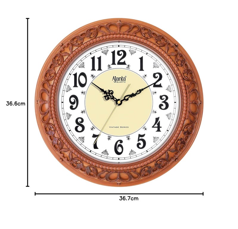 Ajanta Quartz Plastic Silent Sweep Movement Vintage Wall Clock 14 Inch Wall Clock Maple - Image 2