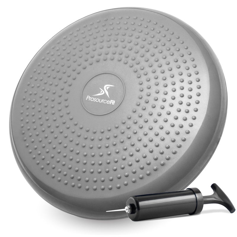 ProsourceFit Core Balance Disc Trainer 14 Diameter with Pump for Improving Posture Fitness Stability Grey