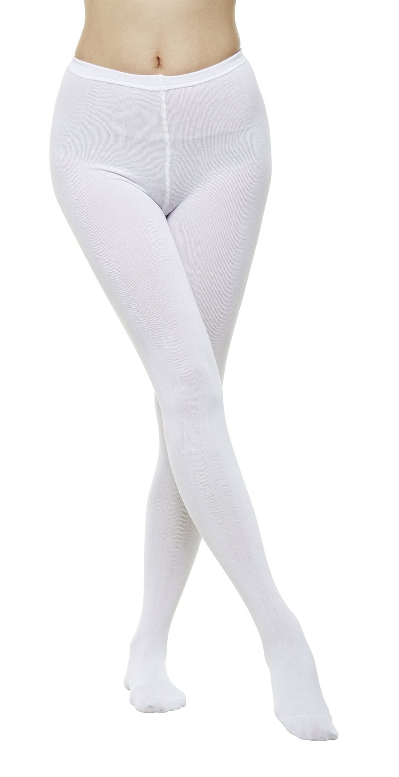STYLEGAGA Women Color Flat knit Sweater Cotton Stirrup Footless Footed tights (S/M, Ivory) - Image 2