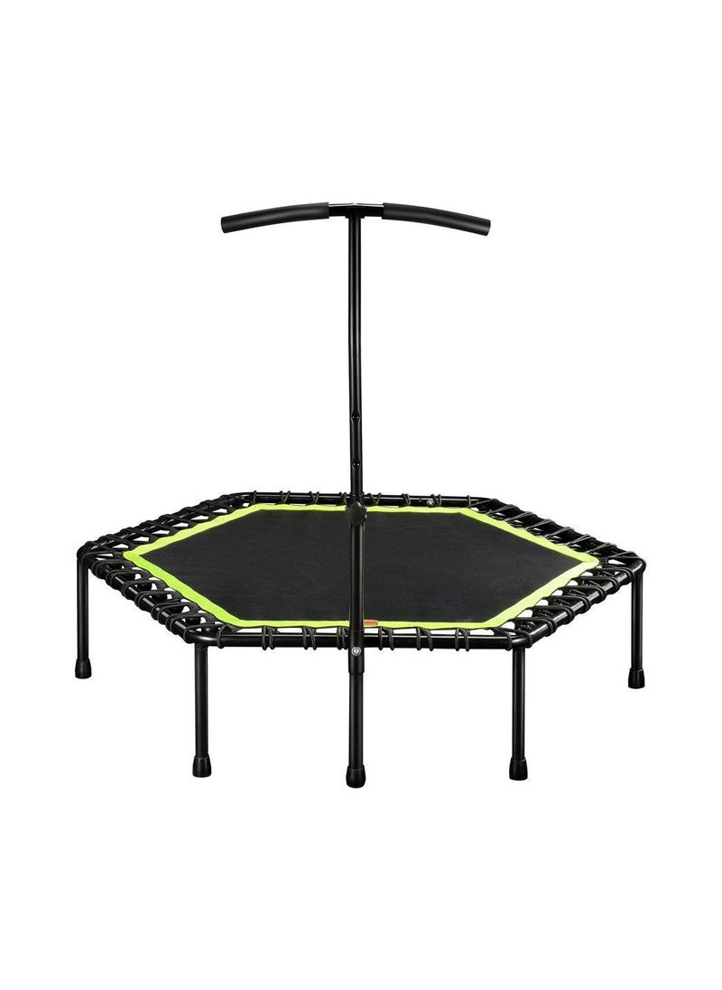 Yalla HomeGym Homegym Mini Trampoline With Adjustable Handrail Handle Bar Indoor Rebounder For Adults & Kids, Covered Bungee Rope System  - Image 1