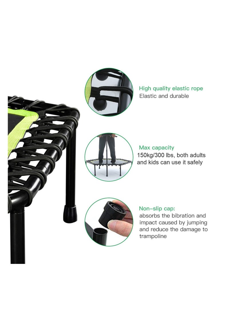 Yalla HomeGym Homegym Mini Trampoline With Adjustable Handrail Handle Bar Indoor Rebounder For Adults & Kids, Covered Bungee Rope System  - Image 4