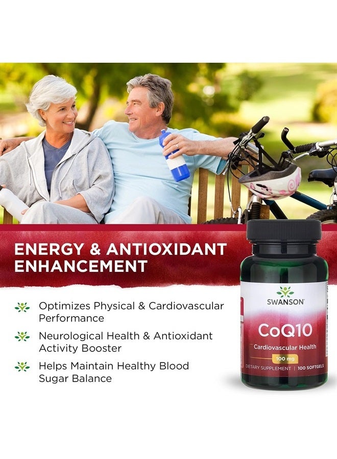 CoQ10 - دعم مضادات الأكسدة للطاقة - مكمل إنزيم Q10 - (100 كبسولة لينة، 100 ملغ لكل منها)